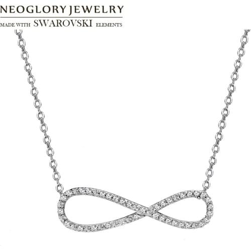 Neoglory Jewlery Zircon & S925 Silver Charm Pendant Necklace White Color Number 8 Fashion Necklace New Hot Gifts