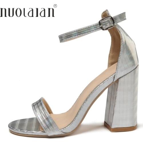 2019 Hot sell women high heel sandals Sexy ankle strap sandal shoes party dress shoes woman patent leather high heels