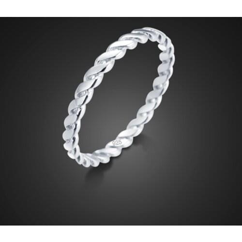 Braided ring Woman 100% 925 Sterling Silver Lady Elegant Jewelry Simple Ethnic Style Fine Twist Ring Lady Ring Silver Jewelry
