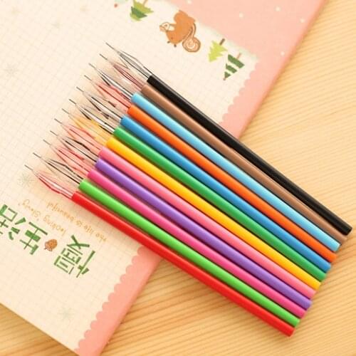 12 PCS Diamond Head Factory Direct Creative Stationery Candy Color Gel Pen Refills For The Core 0.38mm 12 Color Office Material