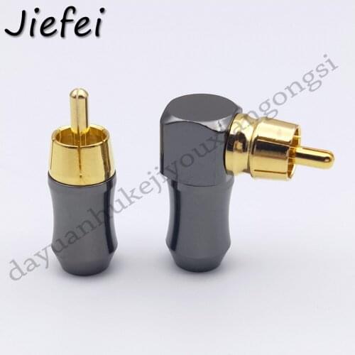 12pcs high quality Copper plated Right Angle RCA Male Plug Gold Plated Audio Video Adapter Connector