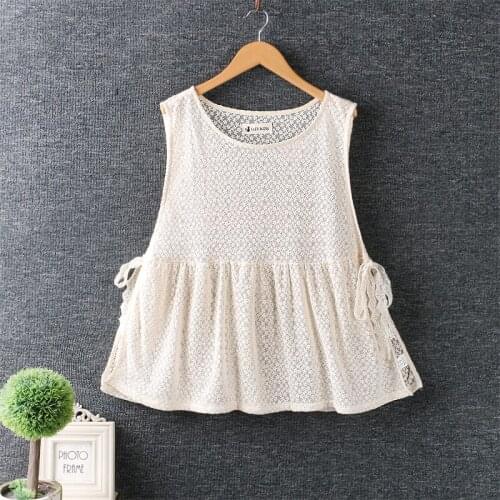 2021 New Spring Summer Solid Color Loose Organza Vest Japan Style Mori Girl O-Neck Women Tank Tops