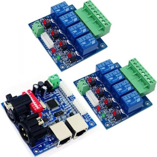 2x4CH Relay switch dmx512 Controller, 1xDMX512 XRL RJ45, relay output,DMX relay control,4way relay switch(max 10A)