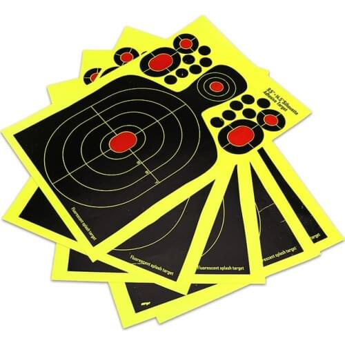 10pcs Shooting Paper Targets 9.5*14.5 inch Silhouette Poor Splatter Reactive Fluorescent Paper Targets for Gun/Rifle/Pistol