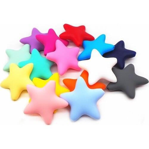 Chenkai 50pcs Star Silicone Teether Beads Food Grade DIY Infant Nursing teething sensory Necklace Gift toy Accessories BPA Free