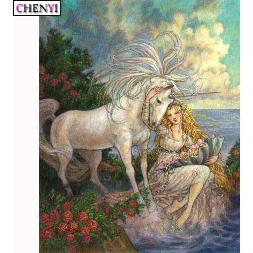 5D Diy Diamond Painting Full Drill Unicorn Sea Girl Diamond Embroidery Cross Stitch Kits Rhinestones Mosaic Craft Wall Art Decor
