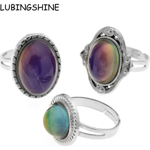 60pcs/lot Mood Rings Temperature Change Color Emotion Feeling for Women Men Party Adjustable Ring Jewelry Gift