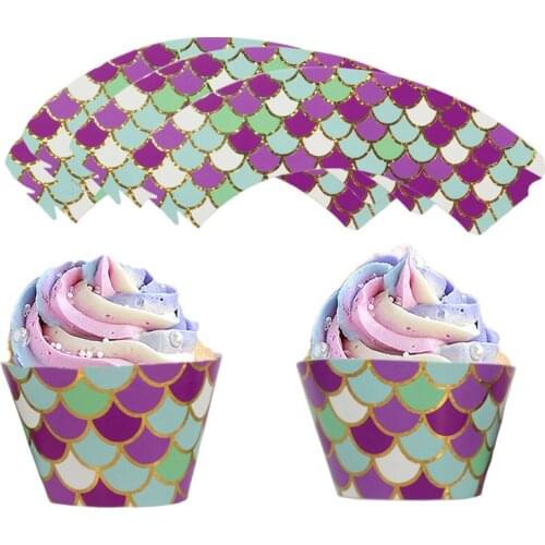 6pcs 12pcs Stamping Gold Cakecup Mermaid Party Decor Under The Sea Party Lovely Mermaid Birthday Party Decor Mermaid Theme Decor