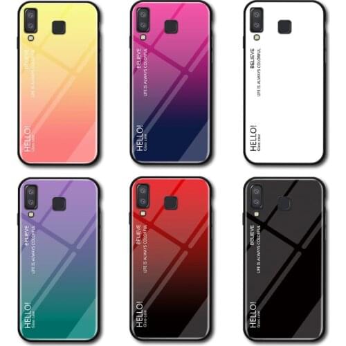 For Samsung Galaxy A8 Star Case Ultra Thin Gradient Aurora Colored Tempered Glass Back Cover Case for Samsung Galaxy A9 Star