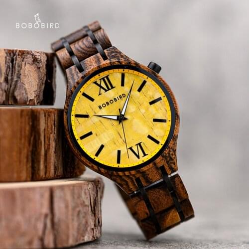 BOBO BIRD Wooden Men Watches 2021 Top Brand Luxury Quartz Wristwatch With Wood Box Timepieces For Man Valentines Day Gift OEM