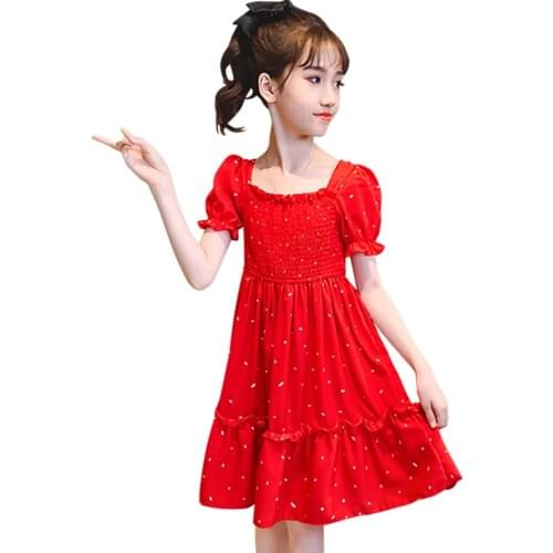 Kids Dresses For Girls Dot Pattern Girls' Dresses Ruffles Kids Dresses Summer Girls Costumes Kids 6 8 10 12 14