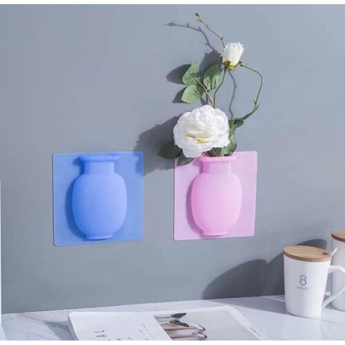Home Decor Flower Vase Room Decor Silicone White Pink Blue Sticky Pot Living Room 2020 NEW Home Decoration Accessories