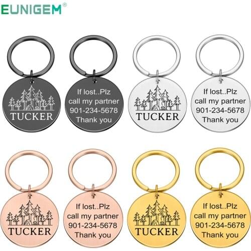 Engraved Pet ID Dog Tags Keychain Double-Sided Dog Collar Accessories Decoration Cat Collars Stainless Steel Dog Customized Tags