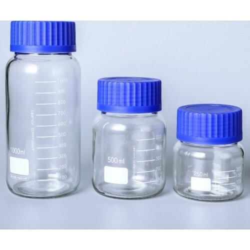 250ml/500ml/1000ml Thicken Glass Sealed Bottle Big Mouth Chemical Reagent Sample Bottle with Screw Cap For Laboratory Container