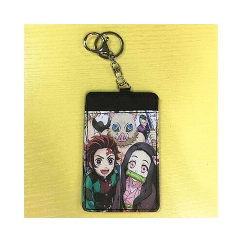 IVYYE 1PCS Kimetsu no Yaiba Fashion Anime Card Holder PU Cartoon Credit Bags Coin Bus Cards Key chain Girls Gifts New