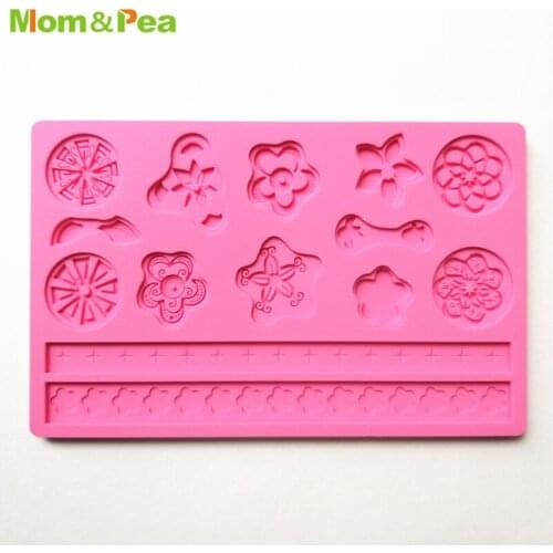 Free shipping Silicone Moulds lace Shape Fondant and Gum Paste Mold Cake Embossing Decoration Mold Small Flowers