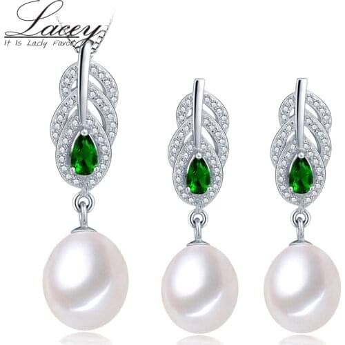 Nice Freshwater Pearl Jewelry Sets,925 Sterling Silver chain Necklace earrings jewelry sets real pearls