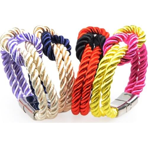 LFPU 19Styles Braided Rope Chains With Magnetic Knotted Charm Bracelet For Women Man Jewelry