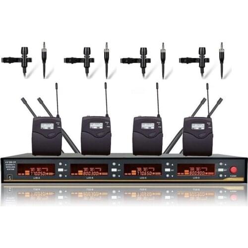 Bolymic Lavalier Microphone Wireless Systems 4 channels UHF Professional microphone stage Condenser microphone headset For Party