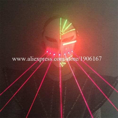 Fashion Led Luminous Halloween Death Mask Laserman Mask Illuminate Stage Performance Headwear Christmas Party Mask