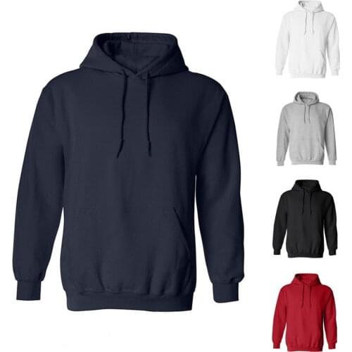 Men Long Sleeve Solid Sports Hoodie Sweatshirt Athletic Pullover with Pocket Sweatshirt Men Hip Hop Hoody Male Casual Tops