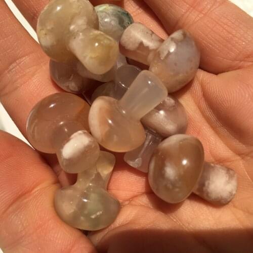 1pcsNatural Cherry Blossom Agate Flower Crystal Hand Carved Crafts Mushrooms Decorative Ornaments