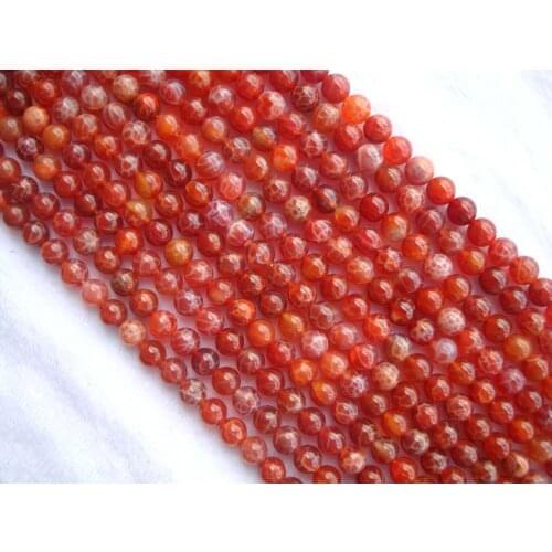 Natural Crab Fire Agate Round Shape 8mm Loose Beads For Jewelry Making DIY Bracelet Necklace Earrings
