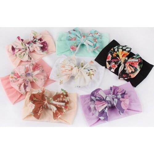 New Creative Bohemian Printed Bowknot Baby Headband Soft Nylon Childrens Hair Accessories