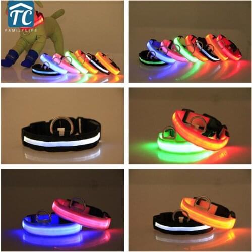 7 Colors Dog Collars LED Pet Collar USB Rechargeable Night Safety Warning Illuminated Dog Adjustable Collar Anti-lost Necklace