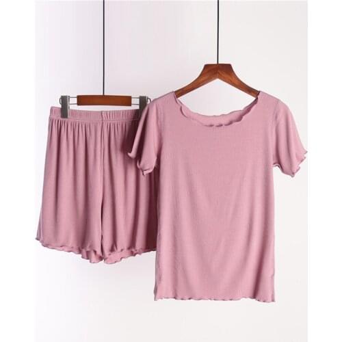 Fdfklak New Summer Suit Women 2021 Pijamas 4XL Female Sleep Two Piece Set Modal Short Sleeve Loungewear Plus Size