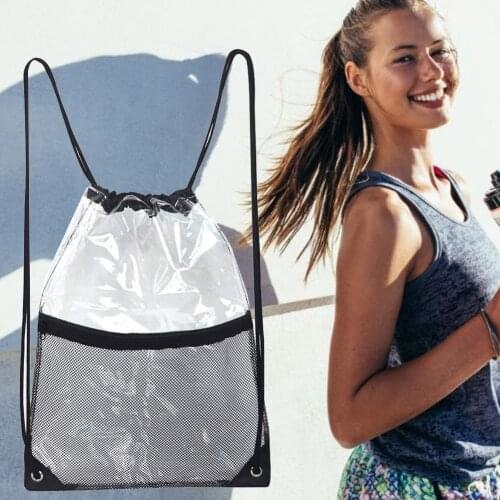 Clear Drawstring Bag Transparent PVC Travel storage transparent waterproof wash bag beach bag dirty clothes finishing backpack