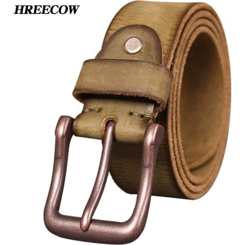 Brand Top Cow genuine leather belts for men jeans belt Do old designer pin buckle retro vintage mens cowboy belt male ceinture