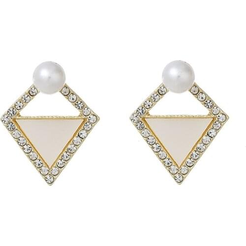 2020 geometric design inlaid crystal simple fashion all-match earrings for women