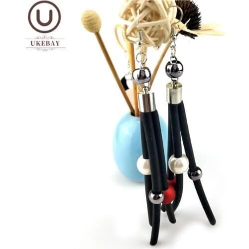 UKEBAY 2020 New Fashion Long Earrings Handmade Jewelry Women Drop Earrings Rubber Pearl Luxuryl Boho Dangle Earring Wholesale