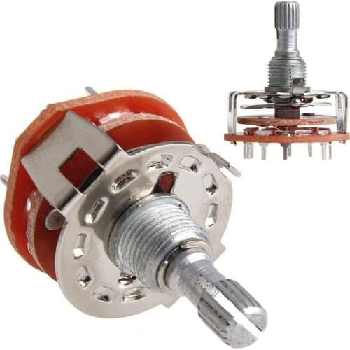 Shaft Panel Mount 2P5T Rotary Switch Selector Band 2 Pole Position 5 RS25