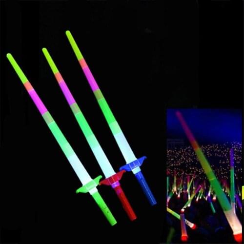 Retractable LED Light Flashing Glow Sticks Wands Toys For Party Wedding Concerts Light-Up Blinking Strobe Sticks Toys For Child