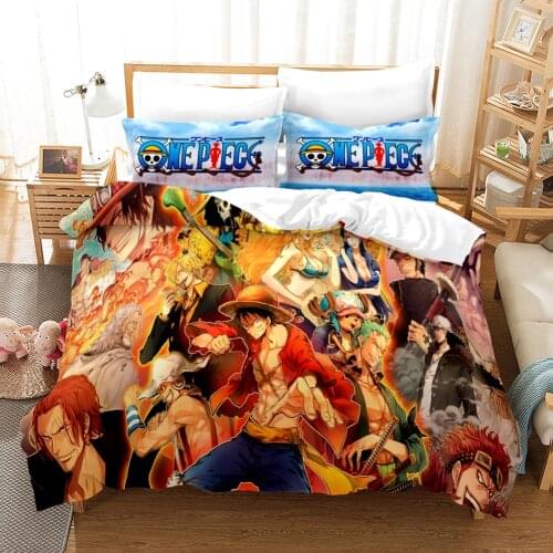 Japan Cartoon Anime ONE PIECE Bedding Set Luffy Zoro Duvet Cover for Adults Single King Size Boys Children 3D Quilt Bed Linens