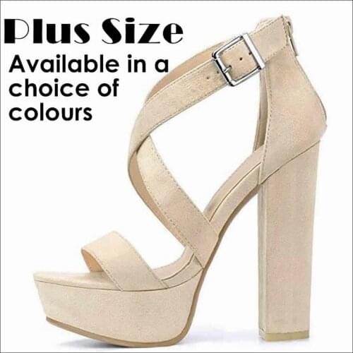 Womens Open Toe Cross Strap Buckle Wedge Platform Sandals High Heel Chunky Block Heels Dress Party Wedding Shoes 817A-003VE