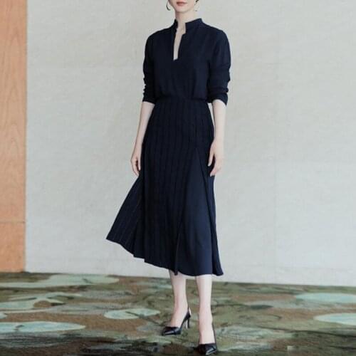 2021 Autumn Suit Fashion Designer Runway New Women Striped Long Sleeve Top+High Wait Skirt Office Lady Suit