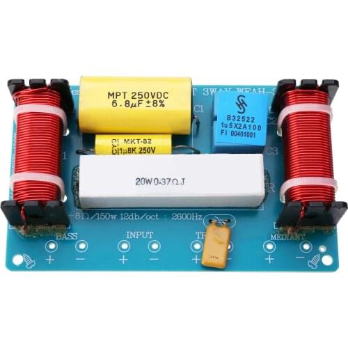 New 3 Way Speakers Audio Frequency Divider 120W Loudspeaker Treble Midrange Bass 3 Way Crossover Audio Speakers Filter