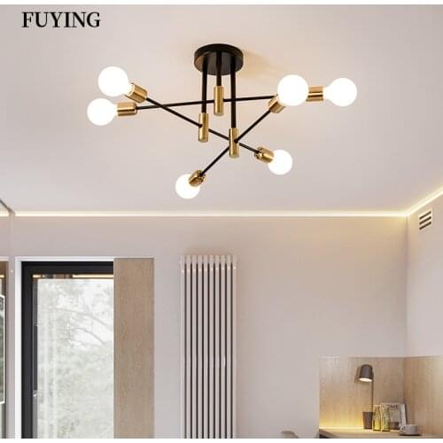 2021 New Modern Nordic E27 Black LED Chandelier Edison Bulbs Indoor Light Fixtures For Bedroom Living Room Lamp (Without Bulbs)