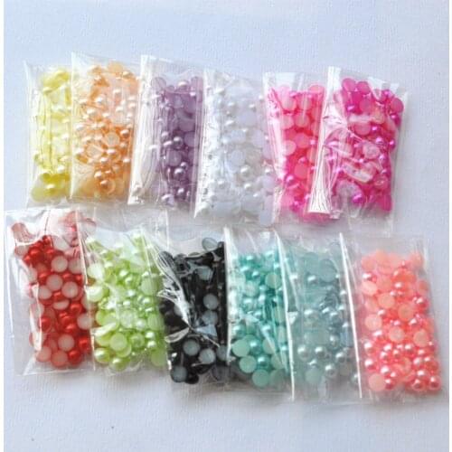 3mm,500pcs/color/bag,12bags,total 6000pcs)DIY Phone Decoration Simulated Pearl Cabochon Flat Back Semicircle ABS Beads