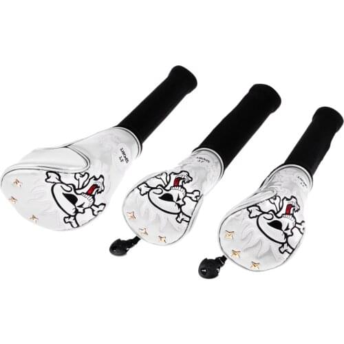 3 Pack Durable Skull Head Golf Cover Headcover for Driver Fairway Wood