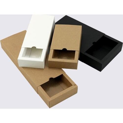 300pcs White/Black/Kraft paper Drawer shape Handmade Soap Packaging Paper Boxes different sizes Gift packaging box Custom logo