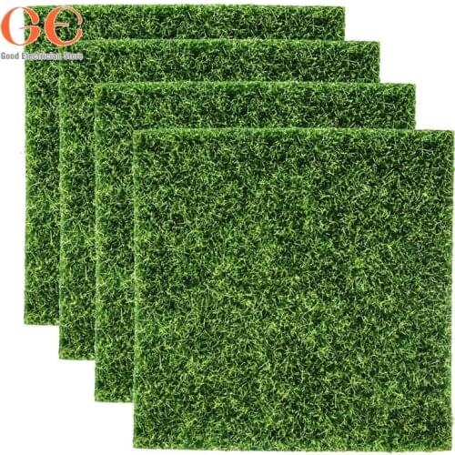 4PCS Artificial Grass Mat Plastic Lawn Grass Indoor Outdoor Green Synthetic Turf Micro Landscape Ornament Home Decoration