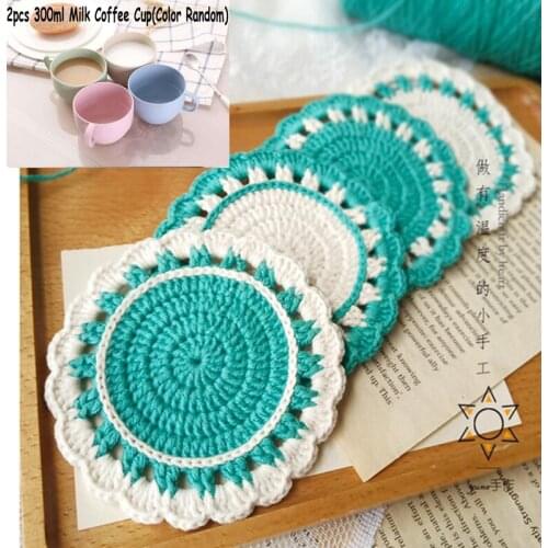 4pcs/Lot 12cm Nordic Style Hand Crochet Wedding Cup Coaster Fabric Placemats Pad Tea Coffee Mats Kitchen Table Desk Decor