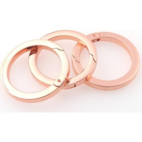 5pcs Rose gold Plated Gate Spring O-Ring Buckles 33mm Clips Carabiner Purses Handbags Round Push Trigger Snap Hooks 1.25inch DIY