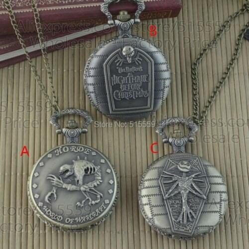 50pcs/lot Bronze Pocket Watch Top Quality Men Women Quartz Fob Watch Necklace Gift Watch DHL Free Shipping