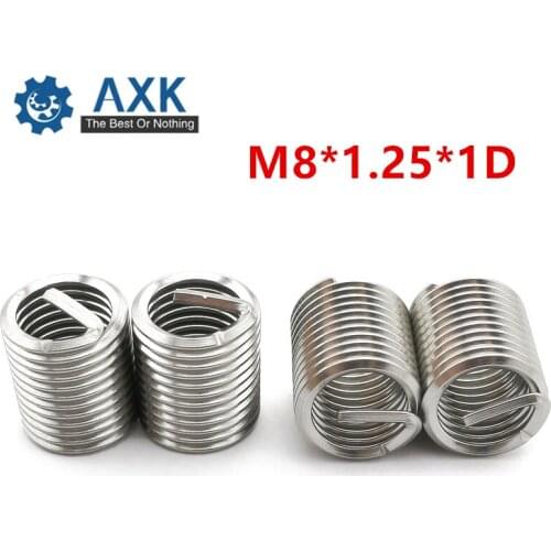 50pcs M8*1.25*1D Wire Thread Insert Stainless Steel 304 Wire Screw Sleeve, M8 Screw Bushing Helicoil Wire Thread Repair Inserts