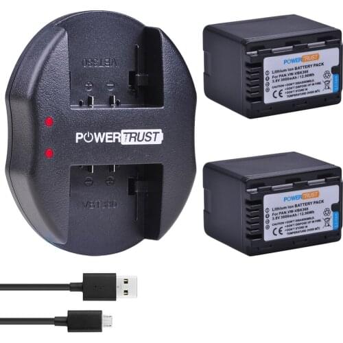 2x VW-VBK360 VW VBK360 VBK360 Battery and Fast Dual Charger for Panasonic HDC-HS80 SD40 SD60 SD80 SDX1 SDR-H100 H85 H95 HS60 HS8